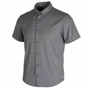 VRST Mens Gray‎ Textured Short Sleeve Button Up Shirt XL Casual Golf Athletic